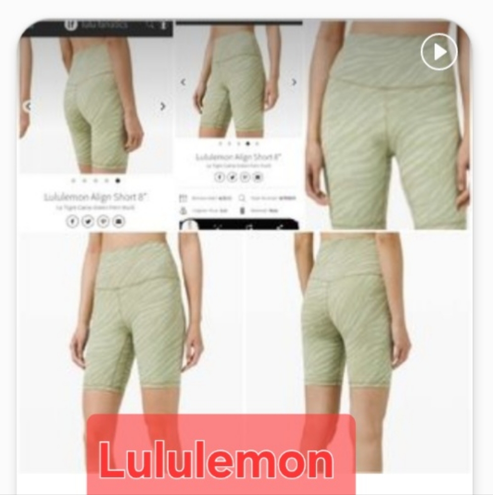 Lululemon 14" align short size 0 Tigre camo green fern multi,
